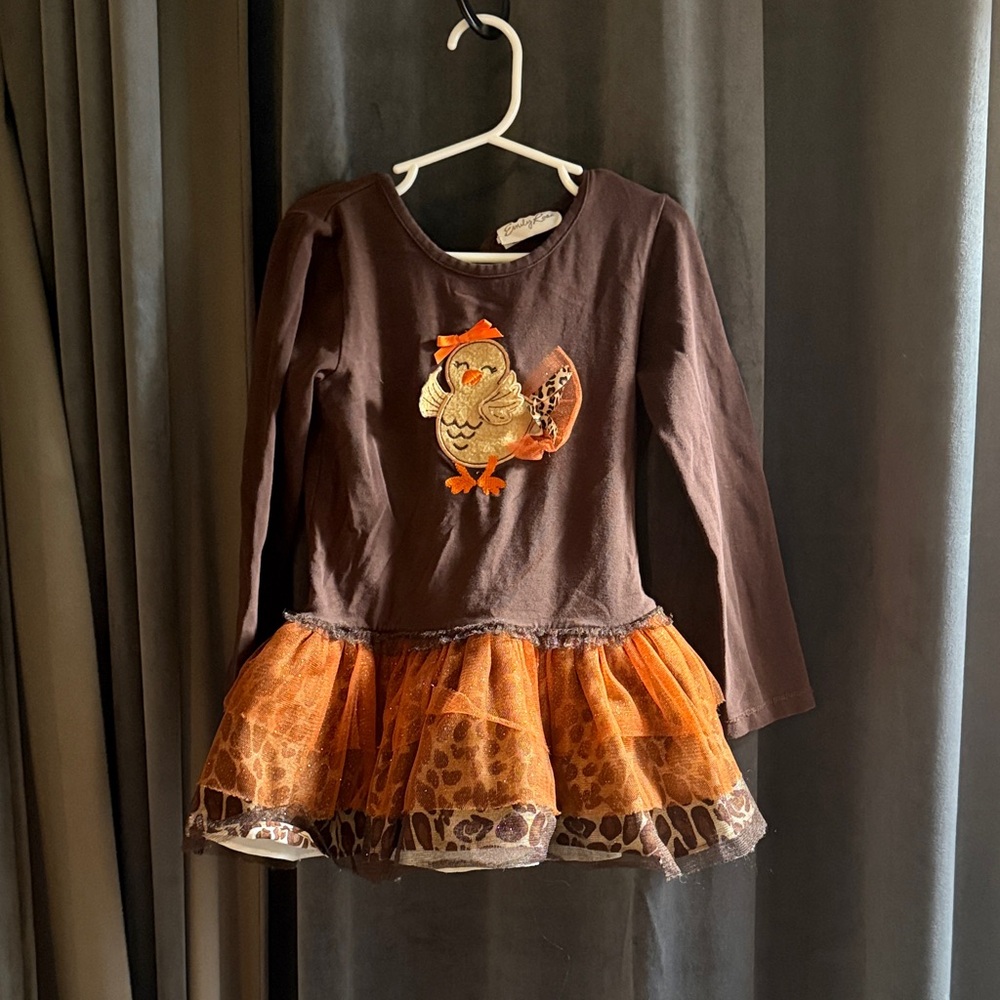 Emily Rose Brown Dress with Orange Accents
